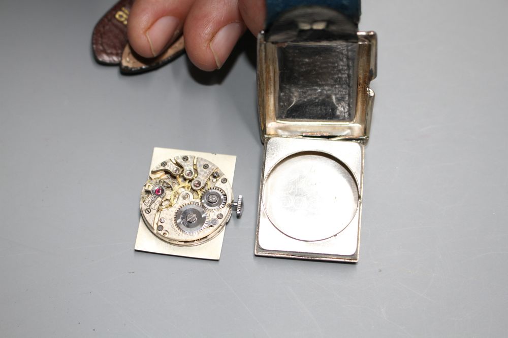 Three assorted gentlemans wrist watches, gold filled Longines, similar Bulova and silver cased, retailed by Thos. Russell & Son.